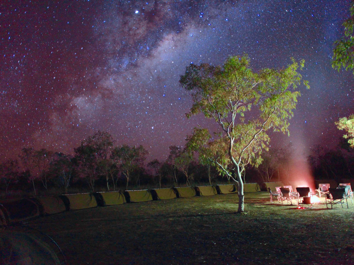 Tennant Creek Men's Camp - night sky and campfire